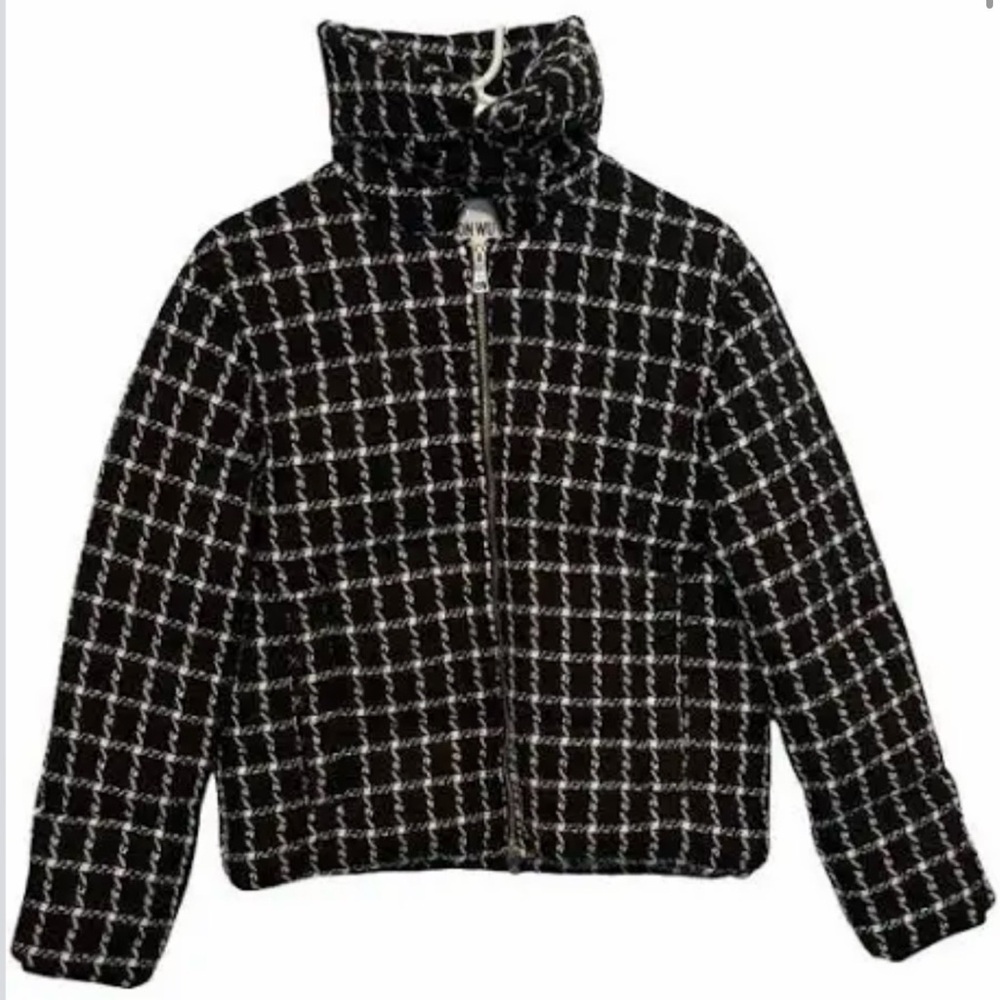 Jason Wu Black Tweed Puffer Coat Small $395 NWT